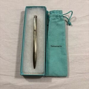 Tiffany & Co Sterling Silver Ballpoint Pen Monogrammed Initials Tiffany Blue Box